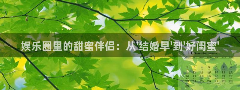 开心彩官网：娱乐圈里的甜蜜伴侣：从\'结婚早\'到\'好闺蜜\'
